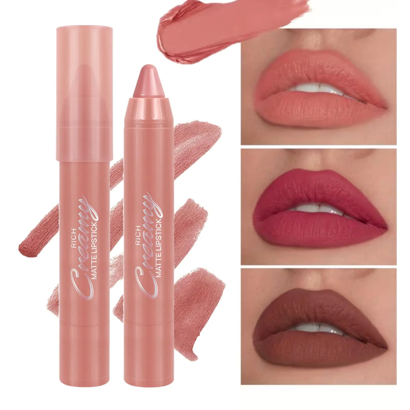 1 Stück Nude Series Lippenstift – wasserfest und langanhaltend |   Crayon Lipstick Glänzender & Matter Finish, Aufbaubare Deckkraft