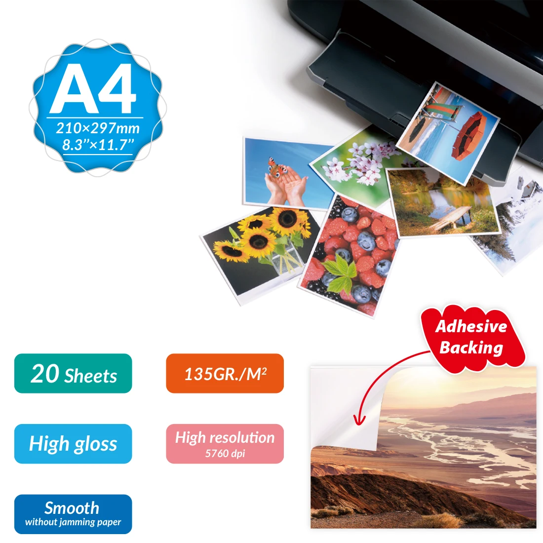 20 Sheets A4 Quality Photo Paper 8.3\