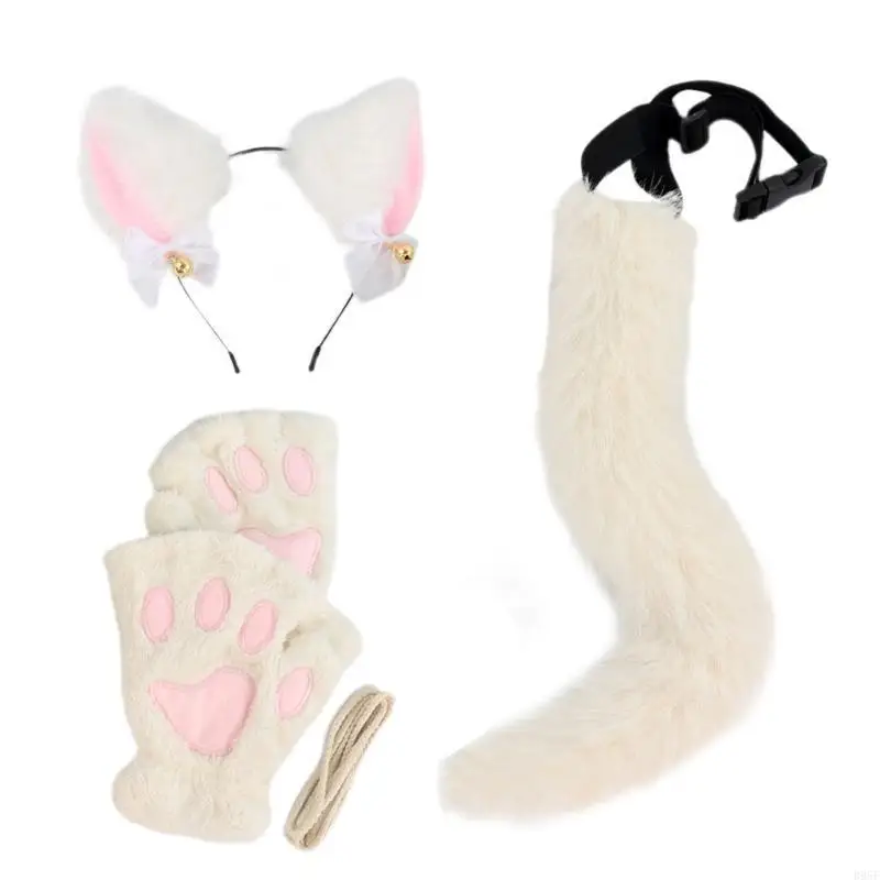 B95F Kostium na Halloween ze zwierzętami zawiera opaskę na głowę, ogon i rękawiczki dla dziewczynki Cosplay Halloween