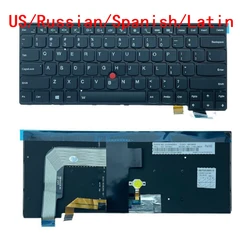 Teclado retroiluminado para Lenovo Thinkpad, EUA, Russo, Espanhol, Latino, Laptop, 13, S2, 2nd, T460s, 01YR088, 01EN887, 01YR078-KR, 01YT176, Novo