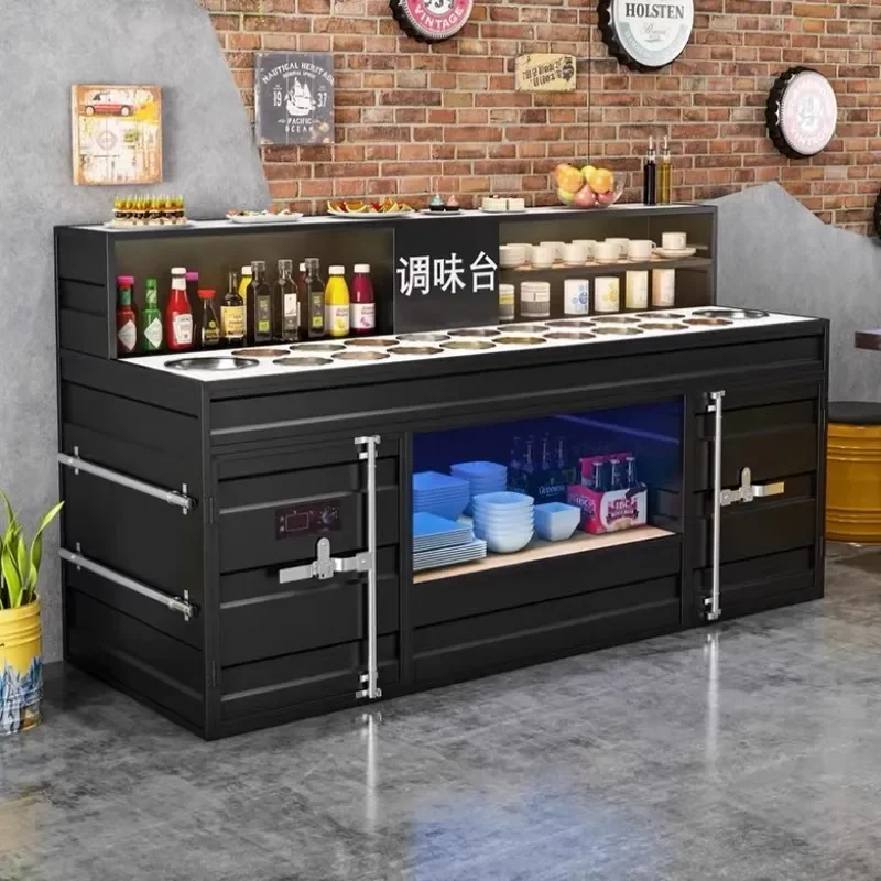 Industrial Style Self Service Seasoning Table for Hot Pot Restaurant Commercial Small Condiment Station BBQ Wrought Iron