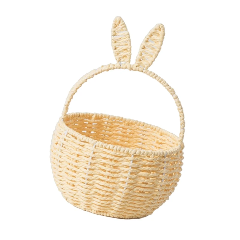 Cesta papel que ahorra espacio con lindas orejas conejito, contenedor almacenamiento ropa eficiente
