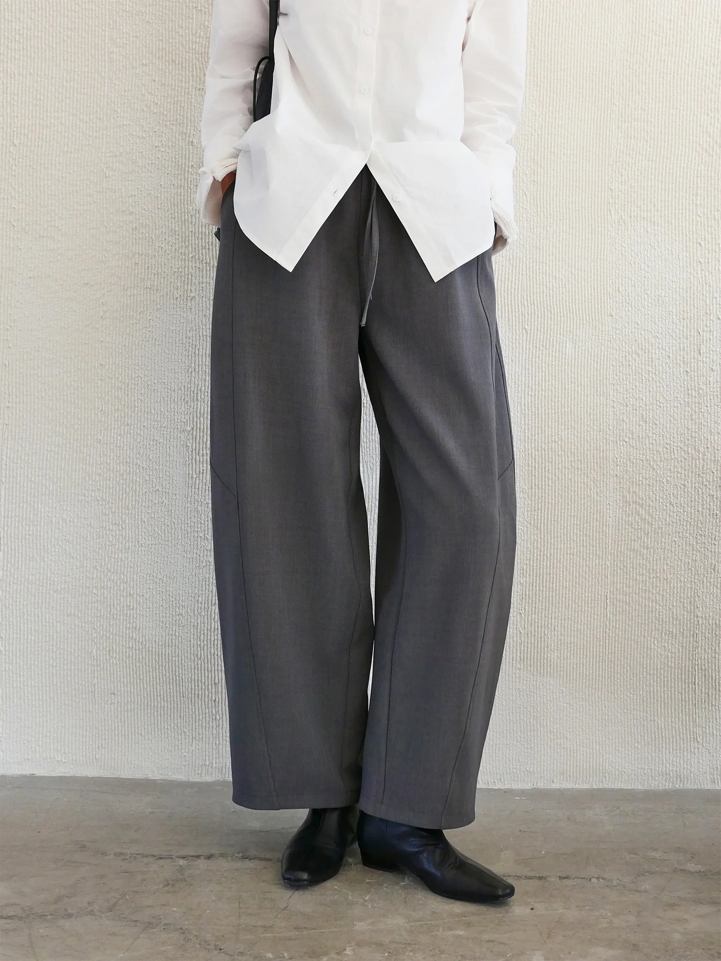 

Spring Commute Versatile Light ey Elastic Waist Dstring Knife Pants Casual Long Pants JIEJI ZHANG High Waist Straight Leg