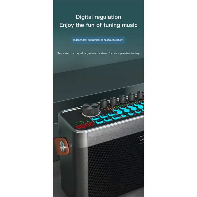 【New User Coupon】Karaoke Portable BT Wireless Sound Card Karaoke Machine Portable Wireless Sound Card RGB Sound Integrated Machi
