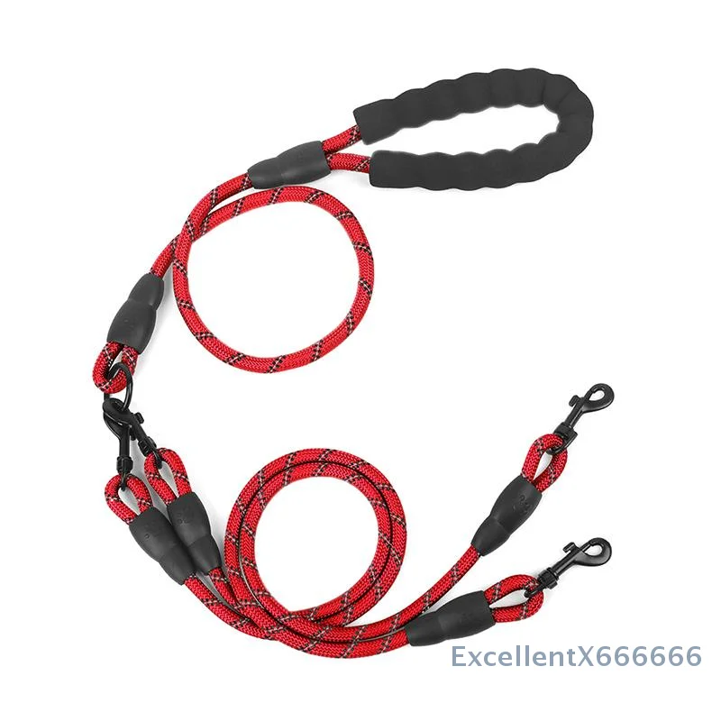 

Dual-Head Nylon Pet Leash w/ Foam Handle, Detachable, 150cm Length, Durable Dog Walking Traction Rope
