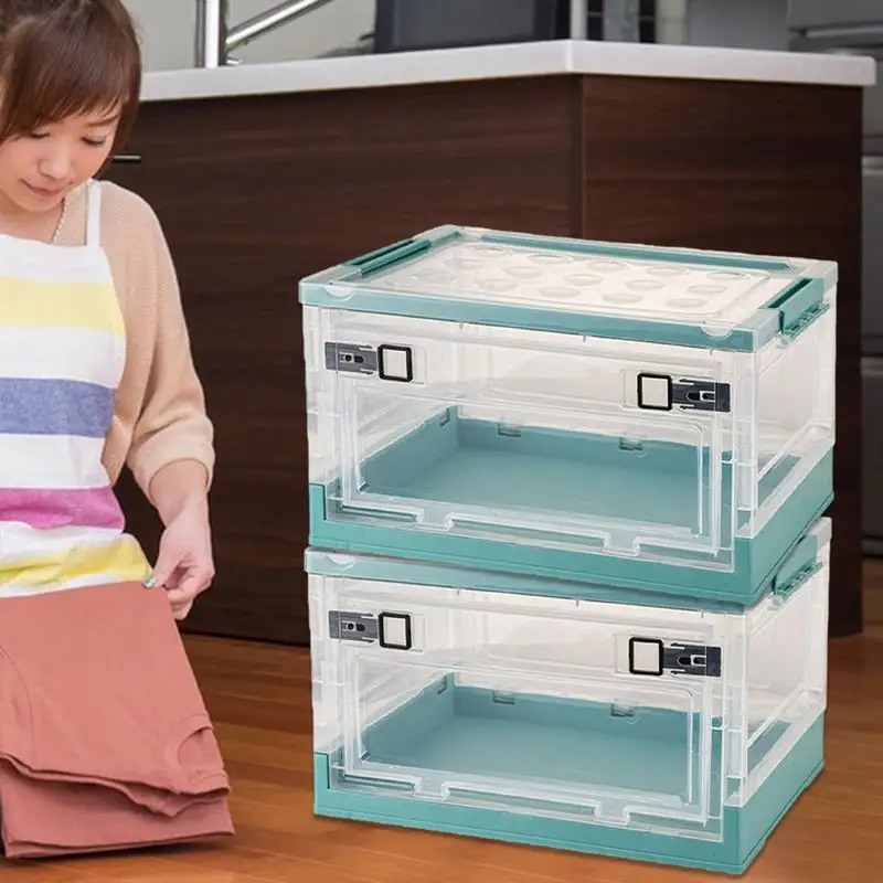 Collapsible Storage Bins  drawer type household storage box  Large Transparent Box with Wheels  Large Capacity Storage Container