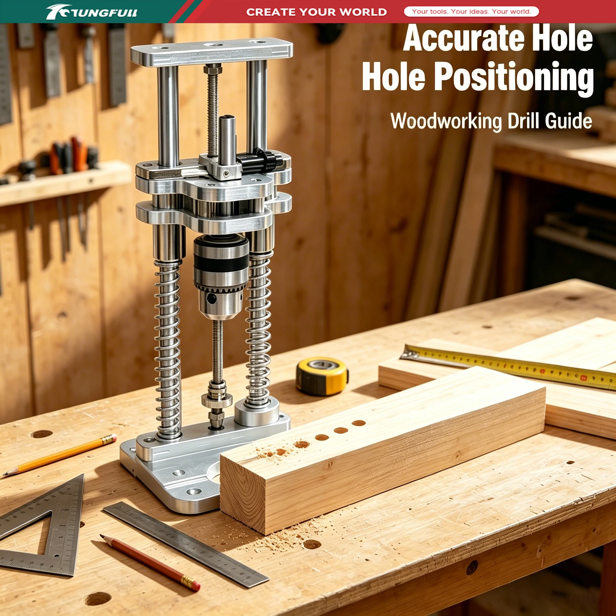Drill Press Stand Aluminum Alloy Drill Holder Mini Desktop Vertical Bracket for Cordless Electric Drill Woodworking DIY TUNGFULL