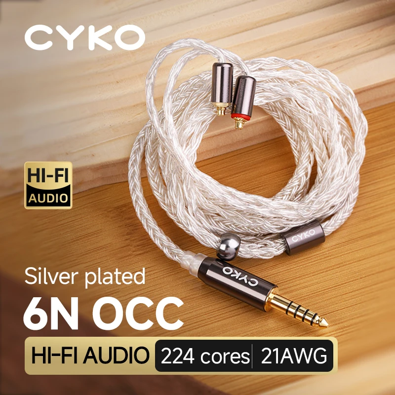 

CYKO Iem Cable 6N OCC HiFi Earphone Cables 16 Core Silver Plated MMCX 2Pin/0.78 4.4mm 3.5mm Headphones Wired for In-Ear Monitors