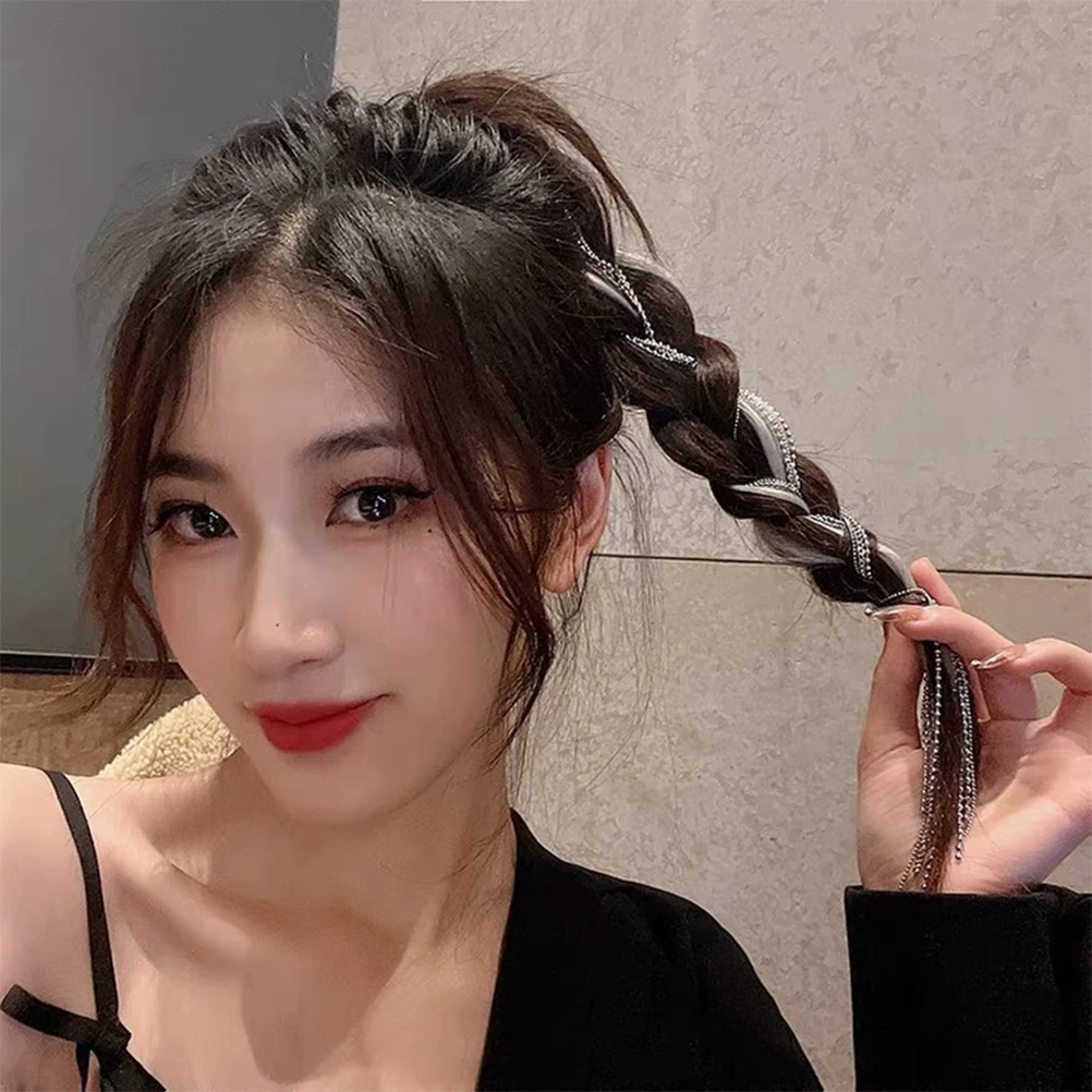 

2pcs Tassel Chain Clips Barrettes Ponytail Long Hair Accessories Women Stylish Durable Elegant Party Wedding Nightclub Decor