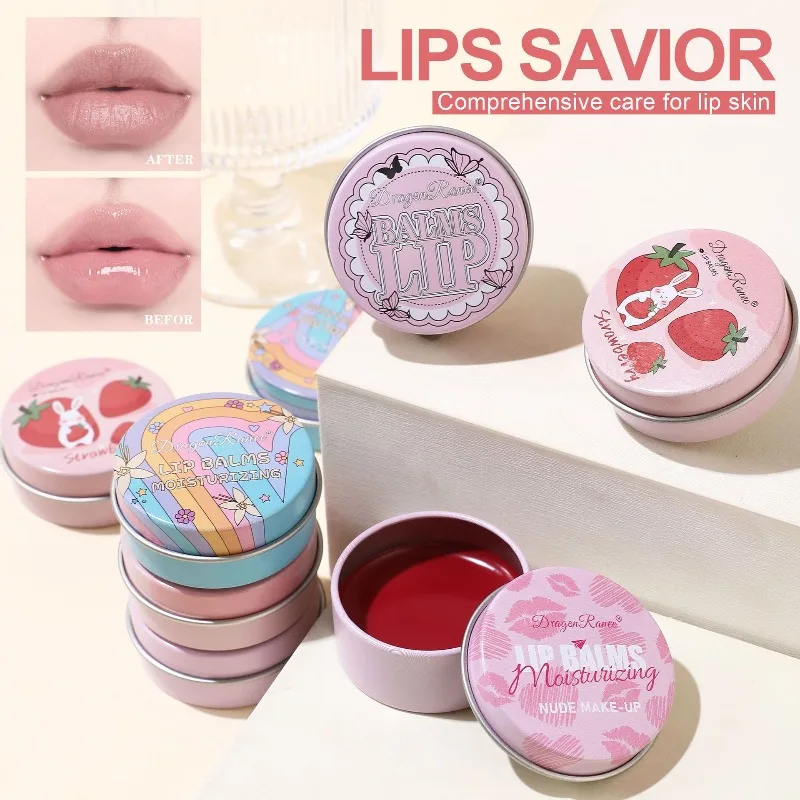 Balsam do ust nawilżający w puszce z naturalnym różowym kolorem, stały błyszczyk do ust dla kobiet i dziewcząt, do pielęgnacji suchej skóry ust na co dzień, uroczy, kieszonkowy rozmiar.