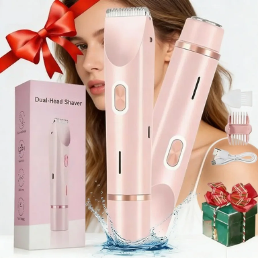 2 In 1 Electric Hair Trimmer Shaver For Men & Women, Home Bathroom Travel Full Body Hair Removal, Birthday Valentine Christmas Holiday Gift, USB Rechargeable Dual Head Waterproof Painless Hair Shaving Hair removal beauty tools for private areas