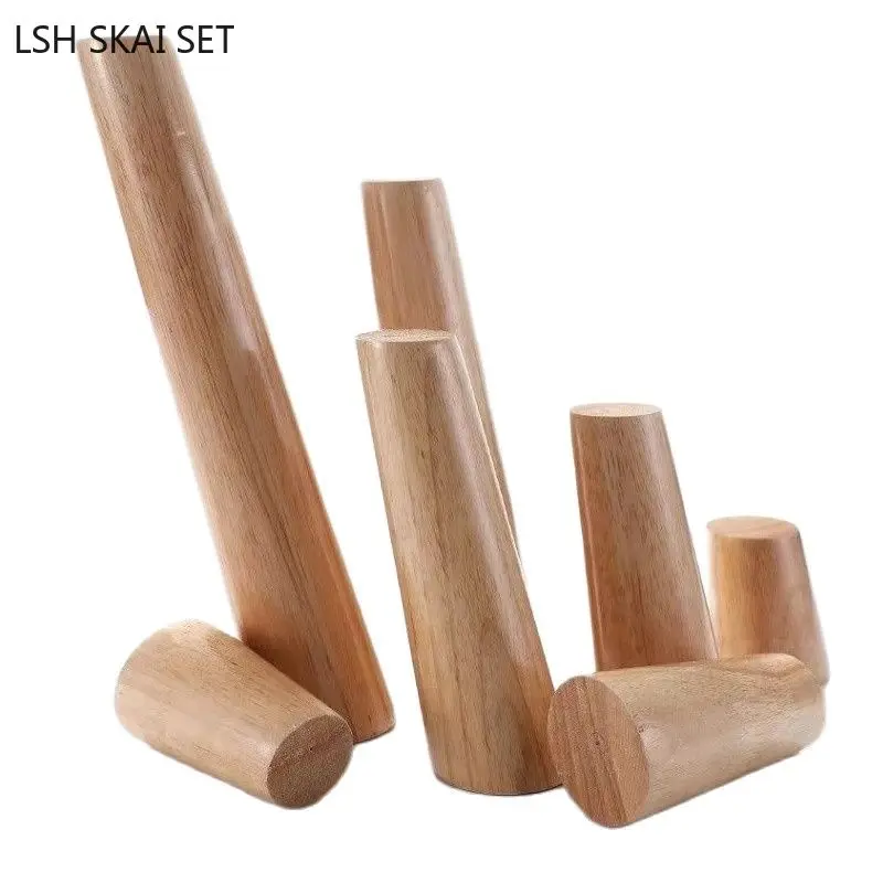 4Pcs Solid Wood Furniture Legs Height 6-20cm,Cone Shape Sofa Bed Chair and Cabinet Table Leg Pads Furniture Leveler Replacement