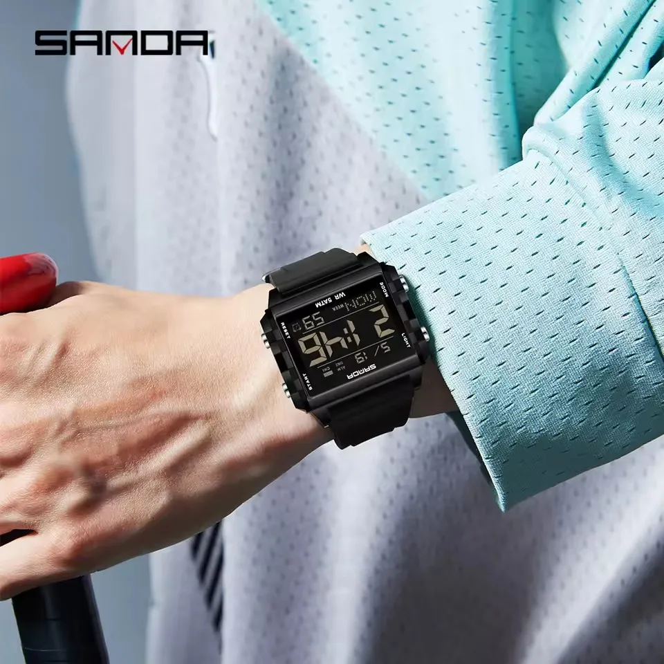 산다 6275 패션 전자시계 투명 케이스 방수 실리콘 스트랩 야광 달력 스포츠 남녀 디지털 시계