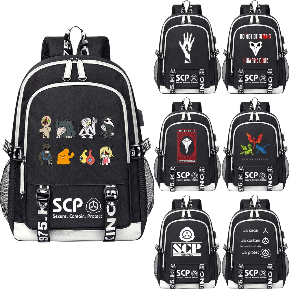 

SCP Secure Contain Protect Boy Girl Backpack Large capacity Children Schoolbag Laptop Bag Waterproof USB Charging Backpack