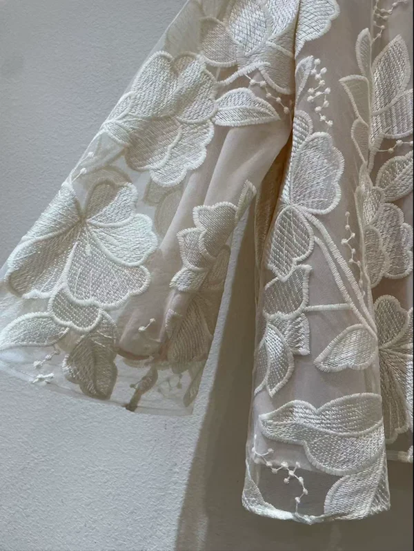 럭셔리 100% 멀베리 실크 블라우스 여성용 아이보리 - Embroidery Shirt 리뷰 및 가격