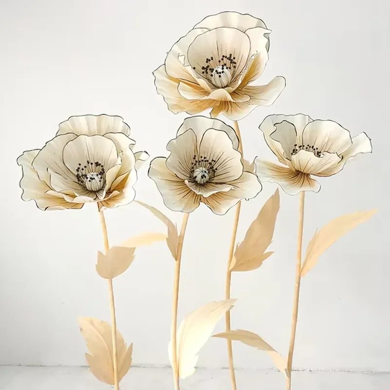 Giant 60cm Handmade Paper Poppy Flower Custom Color Artificial Bloom for Wedding Party Shop Window Display Decoration Home