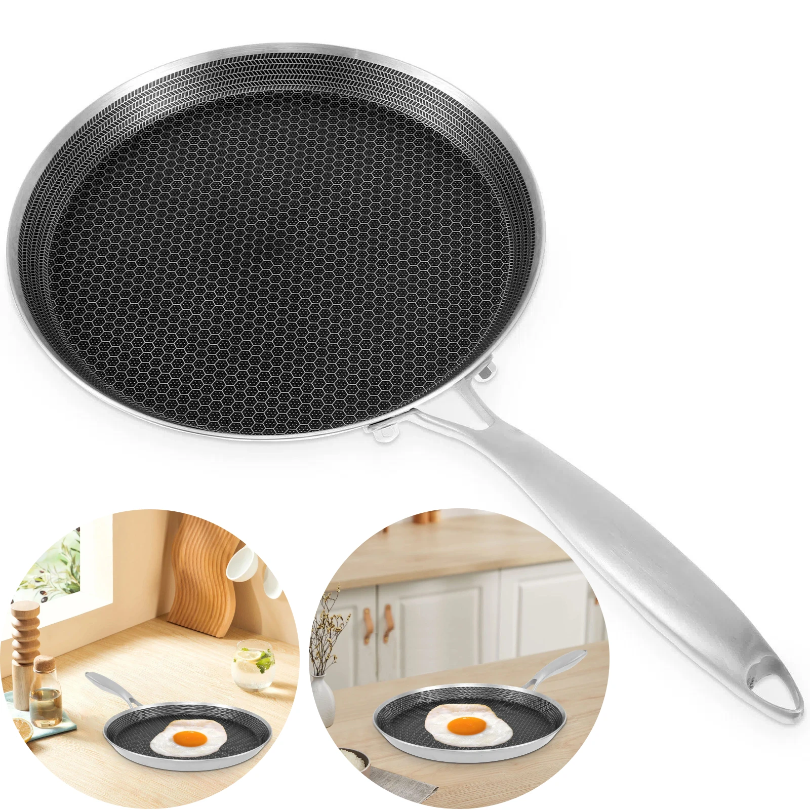 

Сковорода из нержавеющей стали с антипригарным покрытием, сковорода с эргономичной ручкой, кухонная сковорода для блинов, электромагнитная совместимость, сковорода для кукурузы