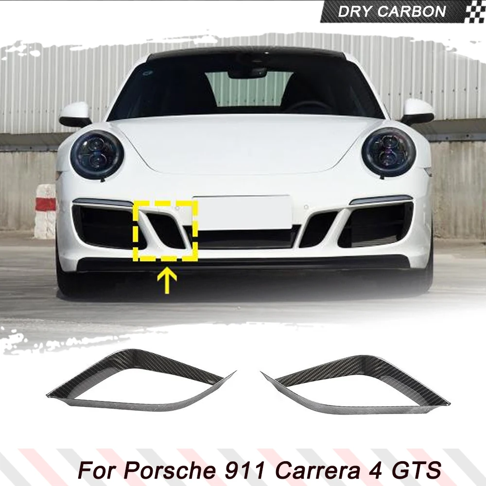 For Porsche 911 Carrera 4 GTS 2017UP Car Front Bumper Air Vent Cover Prepreg Dry Carbon Fiber Air Vent Cover Trims Front Spoiler