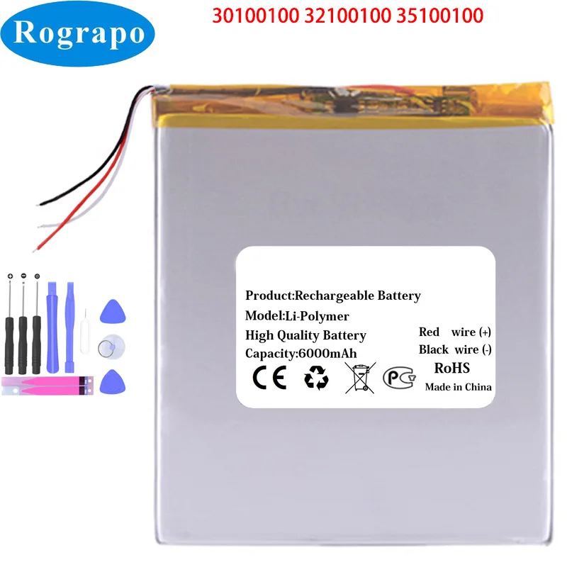 

New 30100100 32100100 35100100 6000mAh Tablet PC Battery For Dexp Ursus S190 S290 NS280 A179i 10XW Z380 NS180 8W 3G P180 LTE