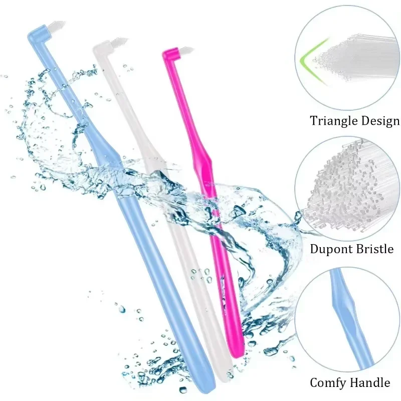 4pcs Orthodontic Toothbrush Pointed Head Soft Hair Correction Clean Teeth Gap Floss Oral Hygiene Teeth Braces Tooth Brushes