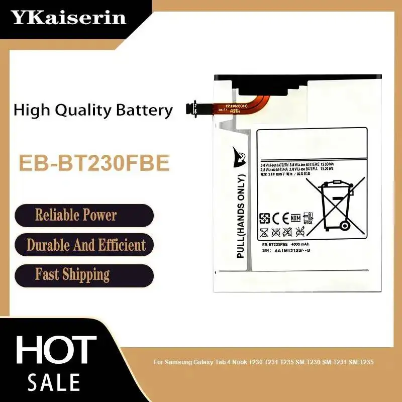 

Аккумулятор 4000 мАч для планшетов Samsung Galaxy Tab 4 Nook T230 T231 T235 SM-T230 SM-T231 SM-T235, долговечный, EB-BT230FBE