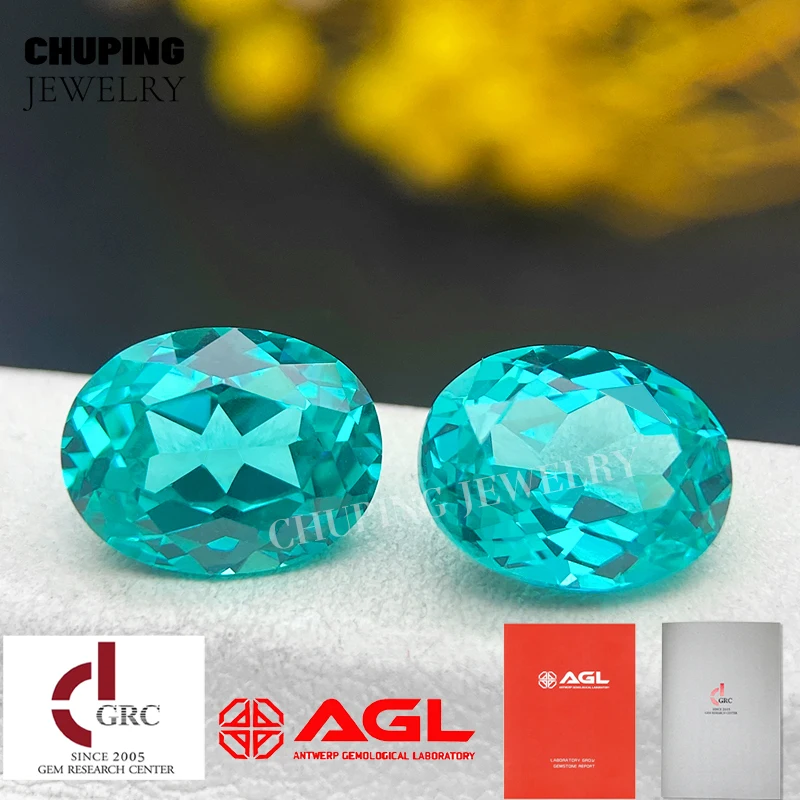 

ChuPing Lab Paraiba Oval Shape Flame Melted Cultivate Paraiba With Selectable AGL Certificate Loose Synthetic Paraiba Store