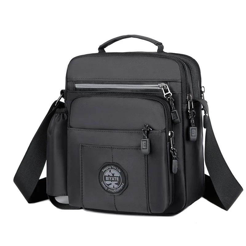 Oxford Cloth multi-functional wear-resistant hand-held shoulder bag, multi-pocket water bottle position commuter crossbody bag