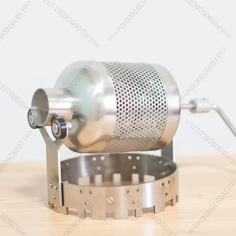 Commercial Coffee Bean Roaster Hand Crank Manual Roasting Machine with Mesh Net for Home Use