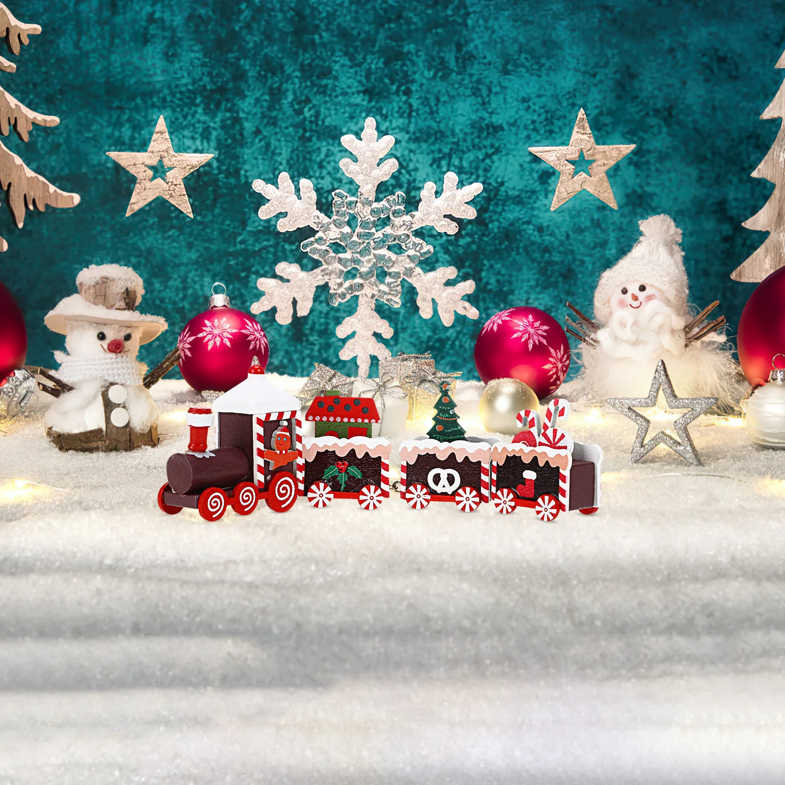 

1Pcs Small Wooden Train Christmas Decoration Xmas DIY Decor Creative Festive Ornament Holiday Party Decor Wooden Train Craft