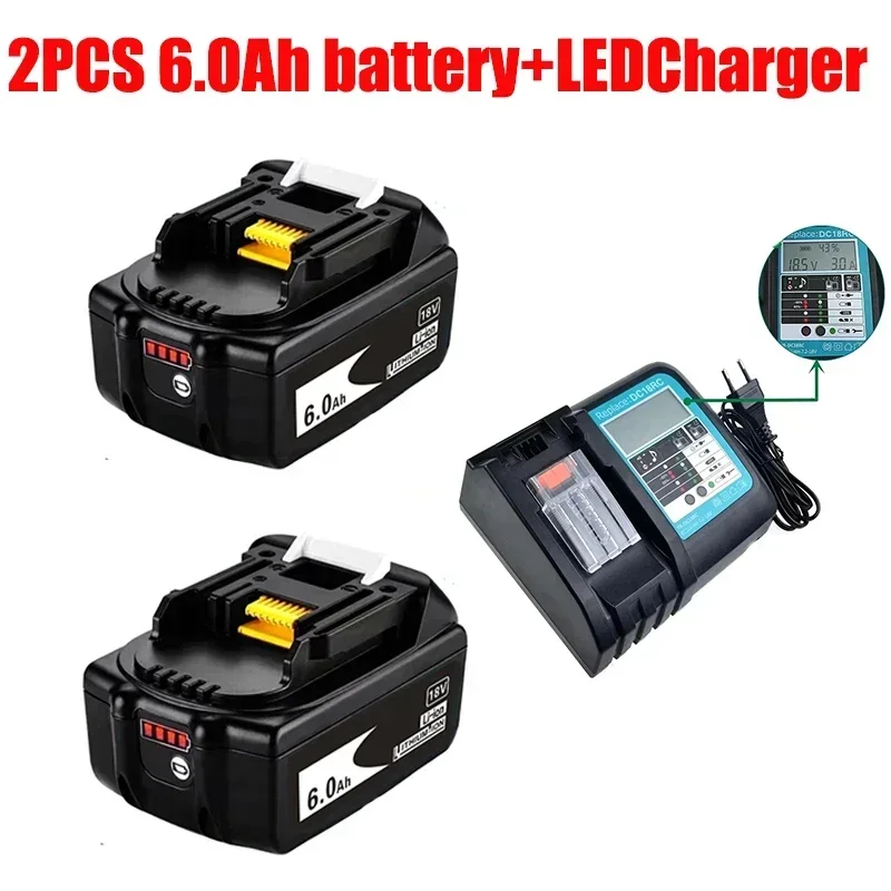 

100% Original Upgrade BL1860 Battery 18V 6000mAh Li-ion Makita 18V Battery BL1840 BL1860 BL1850 BLxt 400 + Charger