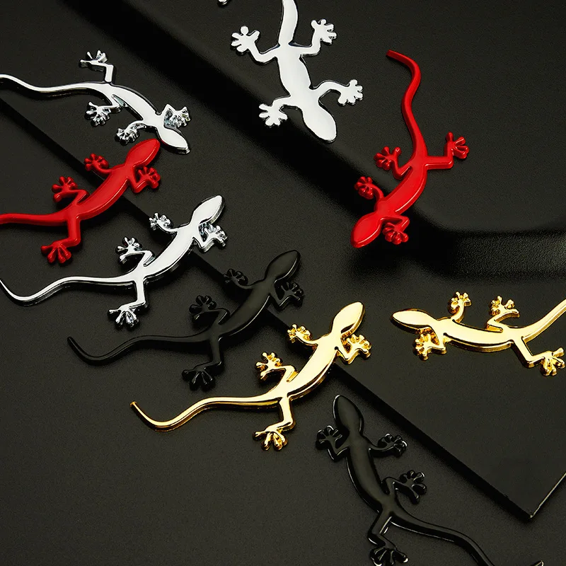 Black Metal Gecko Car Sticker Funny Decal Body Emblem Badge Custom Personality Tail Logo