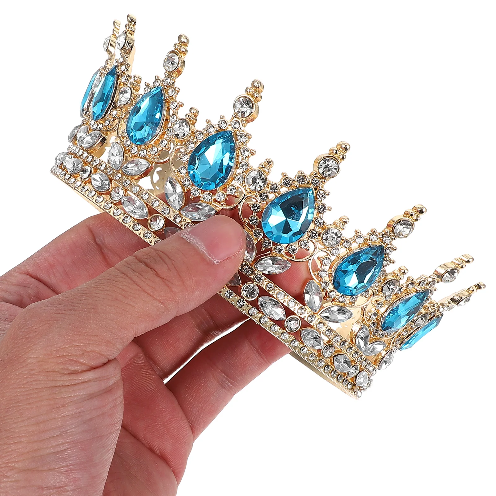 

Crystal Crown Headband Round Hair Tiara Women Princess Bride Birthday Bridal Accessories Elegant Teardrop Rhinestones Vintage