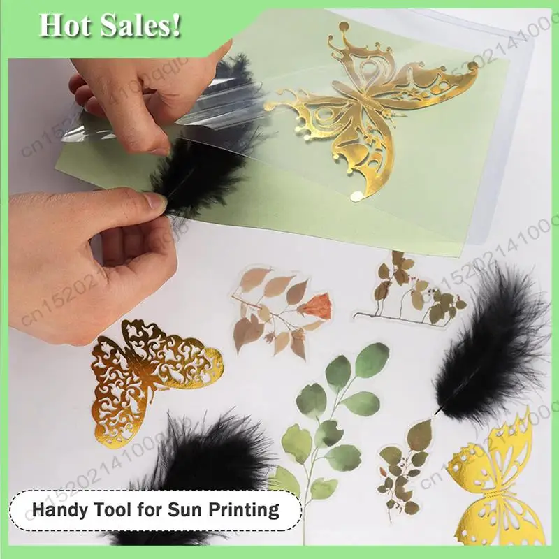 -FDDT 96 pièces papier d'impression solaire, papier d'art solaire A5 avec 1 outil en plastique pour l'impression solaire Kit de papier de photographie solaire sensible à la lumière
