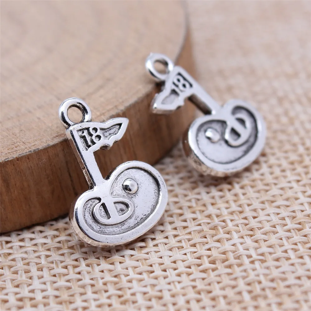 40pcs 13x18mm(0.51x0.71inch) Antique Silver Color Golf Hole 18 Charms Zinc Alloy Jewelry Making Accessories