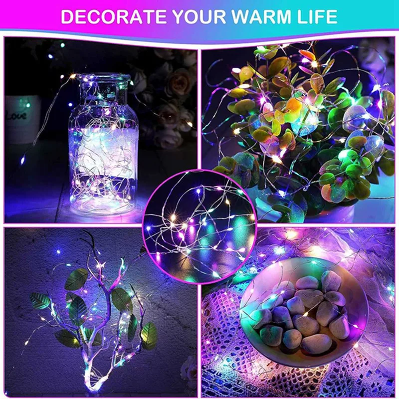 1Pack Fee Licht String Led Koperen Draad Licht 1/2/3/5/10M Batterij Aangedreven Voor Slaapkamer Tuinfeest Bruiloft Decoratie