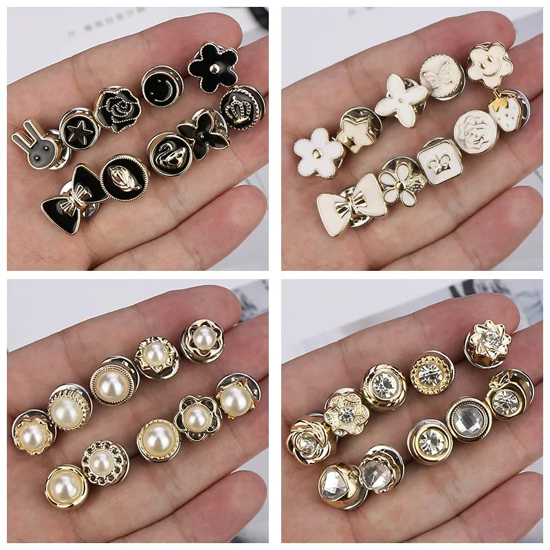 Fashion Brooch Set Flower Bow Brooches for Women Metal Anti-glare Lapel Pin Fixed Clothes Pins Sweater Coat Clothing Accessories