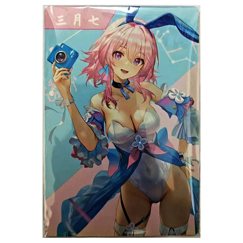 Anime Goddess Story Rare Metal A6 Collectible Cards March 7th Raiden Shogun Furina Yae Miko Toys for boys Birthday Present