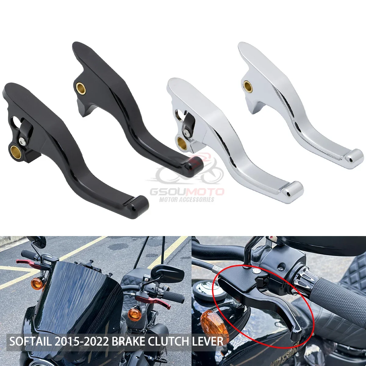 Handle Brake Clutch Levers For Harley Davidson Softail Heritage Classic Deluxe Breakout 114 Fat Street Boy FLFB Slim Sport Glide