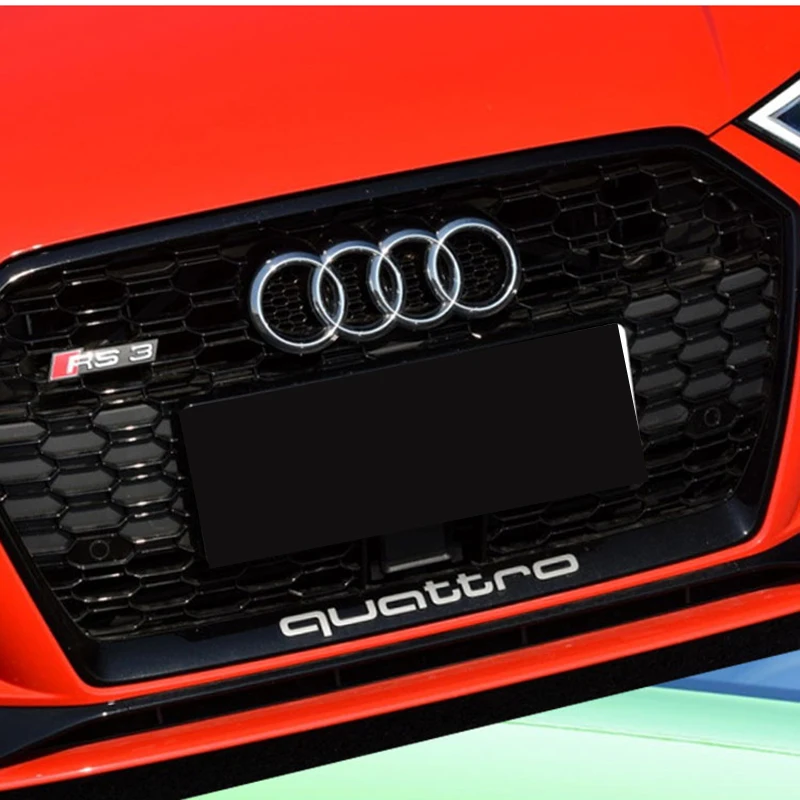 Car Sticker Front Bumper Shovel Logo Decals For Audi Quattro A3 A4 S3 S4 RS3 RS4 RS5 RS7 Badge Emblems Accessories