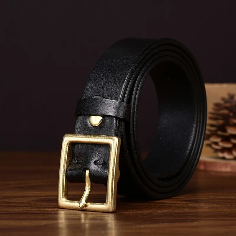 Simple and fashionable copper belt women's leather top layer versatile commuting style casual real for women