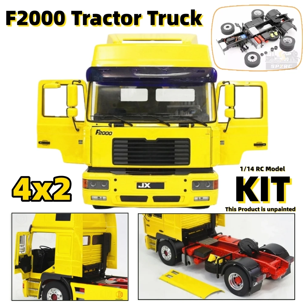 

4X2 Tractor Truck Kit Version Metal Cab F2000 WIth Upainted F2000 for 1/14 Tamiya RC MAN Trailer Tipper KIT Toy Model Parts