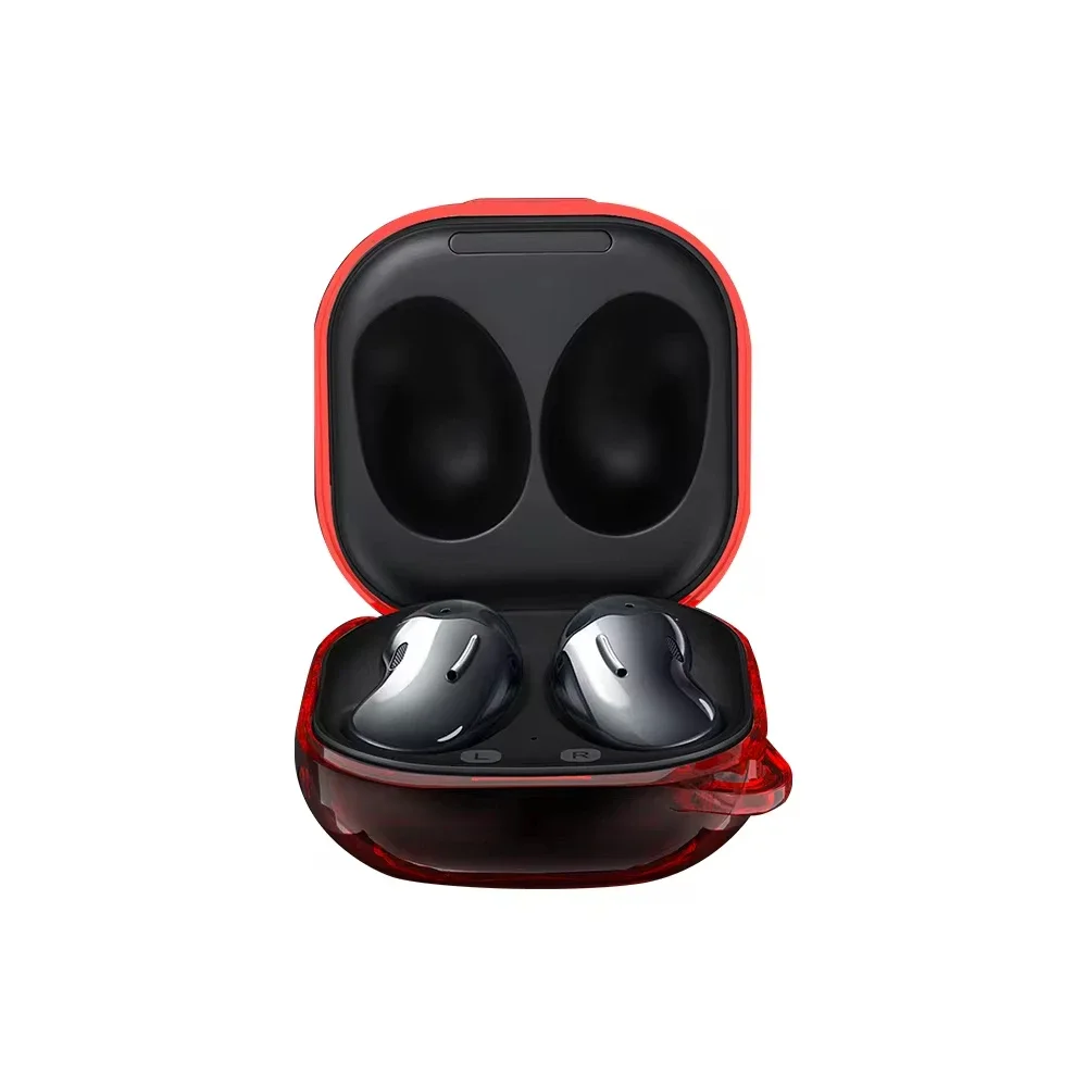 

For SAMSUNG Galaxy Buds live / buds Pro / Buds 2 / buds2 Pro / FE Earphone Case Hard Transparent Protective Cover Clear RED