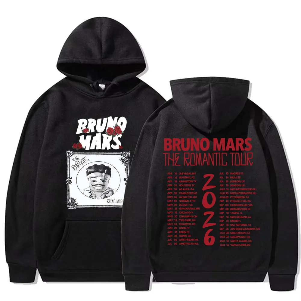 

Толстовка с графическим принтом Bruno Mars The Romantic Tour 2026, мужская и женская модная толстовка в стиле хип-хоп, поп-музыка, высококачественные пуловеры