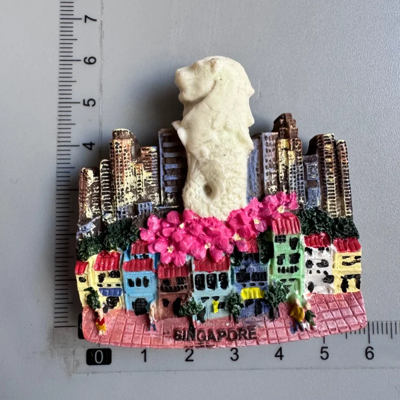 Merlion, souvenir de Singapour Collection 3d réfrigérateur Aimant de réfrigérateur fait main Résine
