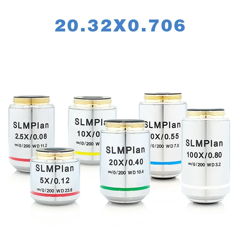2.5X 5X 10X 20X 50X 100X Infinity Objective Lens Long Working Distance Flat Achromatic Microscope Objective Lens