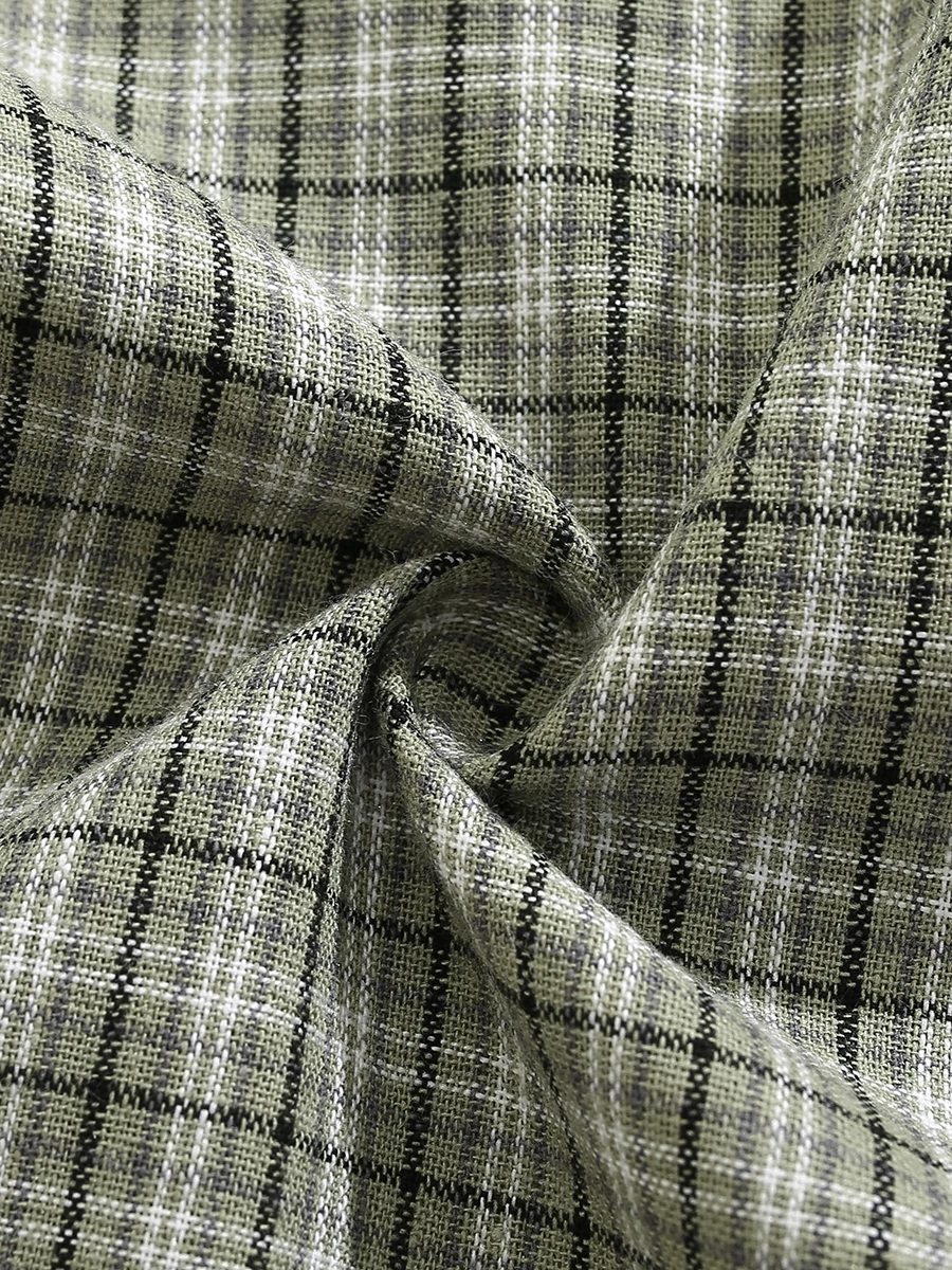

Boyue Summer Plaid ort Sve Casual Men's irt Vintage Preppy Sle Commute BF Boyfriend Sle Универсальный для пар