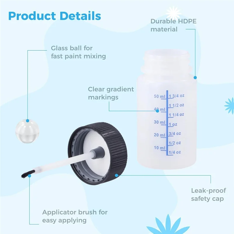 ABRB-60PCS 56.7G Touch Up คอนเทนเนอร์สี-Empty Paint Touch Up ขวดพร้อมแปรง,ผสมสําหรับยึดรอยขีดข่วนรถยนต์