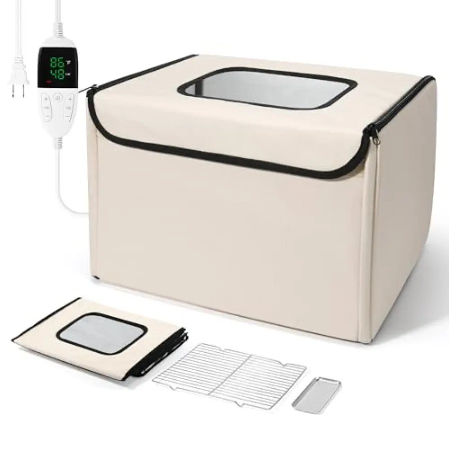 

Bread ofer and Dough ofing Box Foldable Sourdough Fermentation Box with Adjustable Temperature 68 132℉ 0 99H Timer Metal Rack a