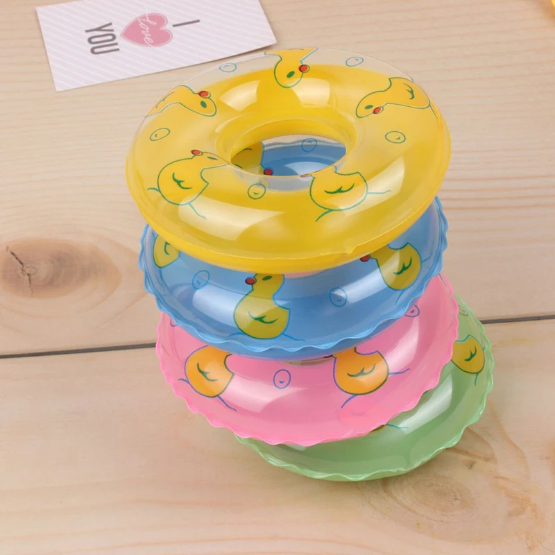 Kids Floating Bath Toys Mini Swimming Rings Rubber Yellow Ducks Fishing Net Washing Swimming Toddler Toys Water Fun