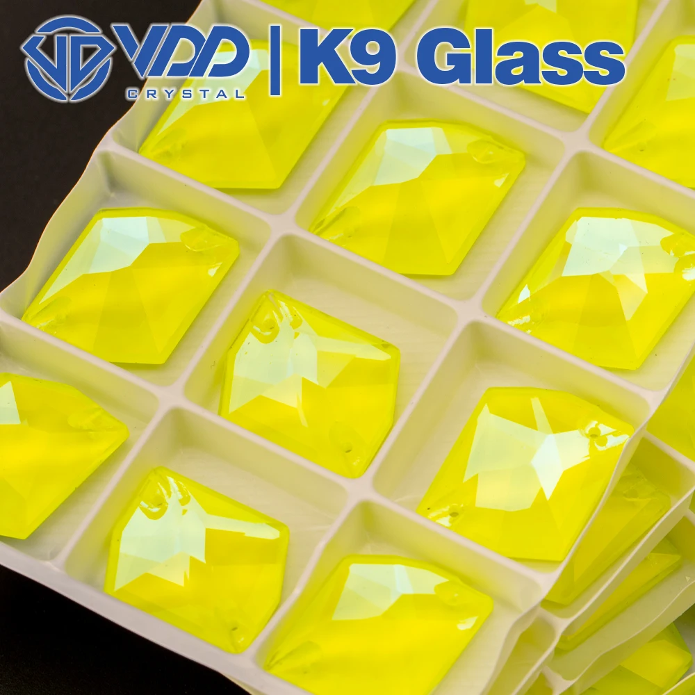 VDD 17x21mm Cosmic AAAAA K9 Neon-Zitronenglas-Applikationssteine zum Aufnähen, Kristall-Flachsteine, Kleidungsdekoration, Hochzeitskleid – Detail 5